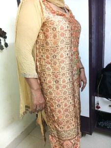 silky ❤️Embroidered Kurta with Salwar and Dupatta
