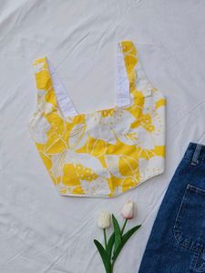 Yellow Floral Print Corset top