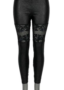 Black Lace Panel Leggings