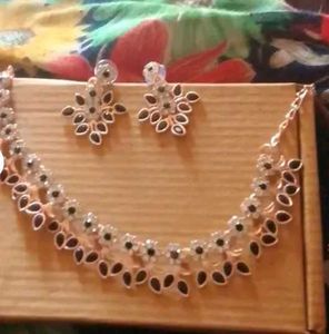 Rose Gold Plated Jewellery Black Set
