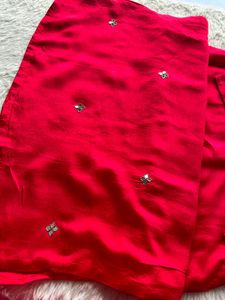 Negotiable Red Kurta Set with Mirror Work