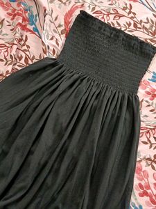 Strapless Smocked Black Dress