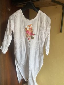 Embroidered Kurta with soft printed duptta