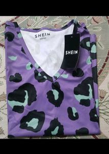 Shein Purple Leopard Print Tee