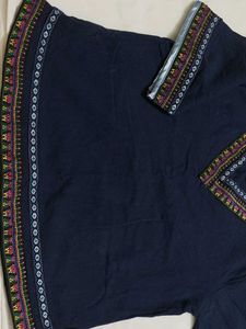 Embroidered Blue Ethnic Kurta