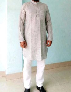Men's Grey original khadi cotton Kurta 42 size