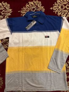 Men's Striped Long Sleeve Polo Shirt