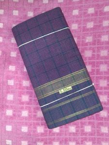 Elegant Purple Checkered Saree with Gold Border
