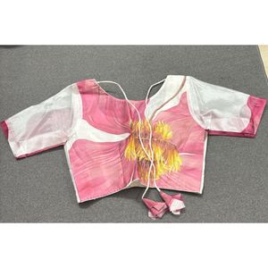 Organza Floral Print Lehenga Blouse And Dupatta