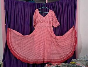 Pink Printed Anarkali Kurta