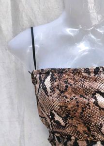 Snakeskin Print Strapless Wrap Top