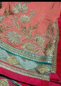 Beautiful Coral Georgette Saree