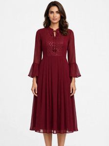 Elegant Maroon Georgette Gown