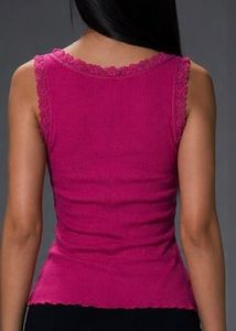 Hot Pink Lace Trim Tank Top