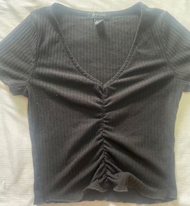 New Look Black Ruched Crop Top