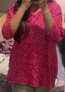 Vibrant Pink Bandhani Print Kurta