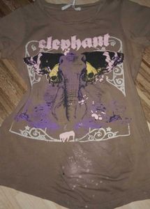 Y2K Brown Elephant Graphic T-Shirt
