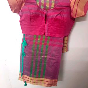 Elegant Maroon &amp; Green Silk Saree