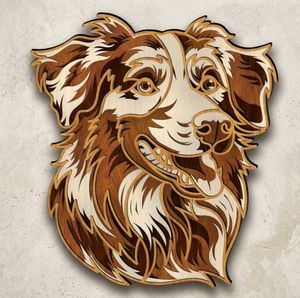 3D Multilayered Mdf Wooden Dog Wall Art