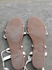 White Braided Ankle Strap Sandals