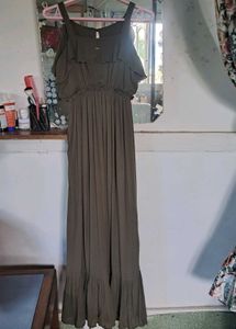 Olive Green Ruffled Maxi Dress