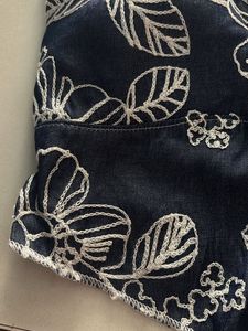 Embroidered Padded Denim Halter Top
