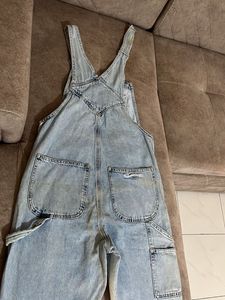Ripped Denim Overalls