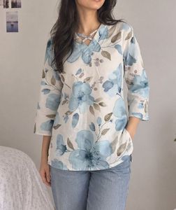 Blue Floral Print Kurti