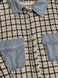 oversize Tweed &amp; Denim Jacket
