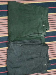 Combo of 2 Men's Casual Pants (Green &amp; Charcoal Gr