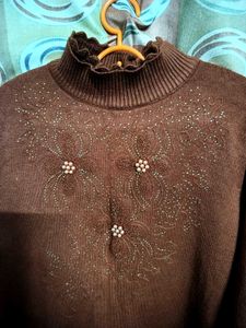 Elegant Brown Turtleneck Sweater
