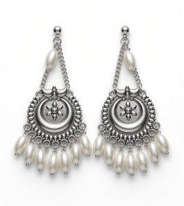 Boho Chandelier Earrings with Blue Beads
