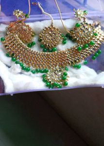 Unused Green kundan Jewellery Set