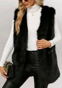 Black Faux Fur Vest