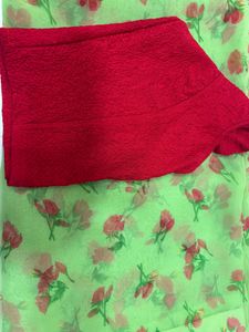 green floral saree