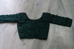 Embroidered Green Velvet Blouse