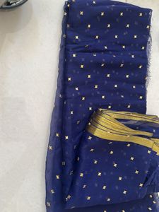Elegant Royal Blue saree with Golden Motifs