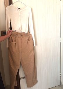 Classic White Top & Beige Pants Set