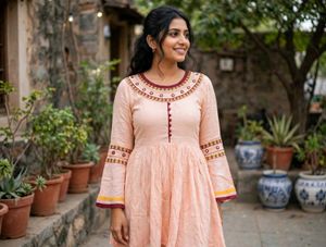 Elegant Peach Embroidered Kurta