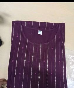 Burgundy Embroidered Kurta