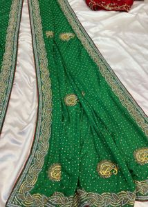 Stunning Green Embellished Saree with blouse