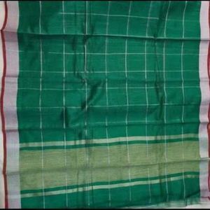 Emerald Green Cotton Checked Saree
