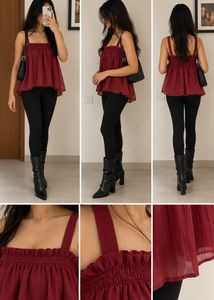 Chic Ruffled Maroon Top👠🥤❤️‍🔥