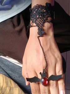 Gothic Bat Ring Bracelet