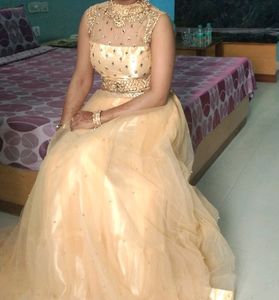 Elegant Peach Embellished Gown