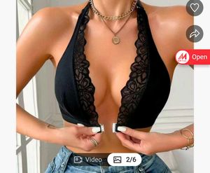 Lace Trim Halter Bralette