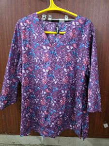 Floral Print V-Neck Short Kurti