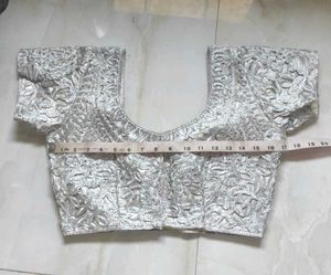 Elegant Silver Embroidered Blouse