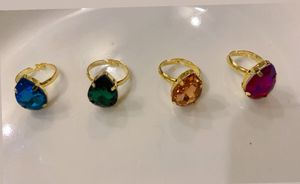 New Colorful Pear Drop Statement Rings