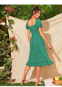 Green Floral Midi Dress🦋